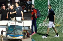 El portero tico Keylor Navas ocupó los reflectores a su llegada y lo hizo con dos guaruras que no se le despegaron en ningún momento. Fotos Delmer Martínez