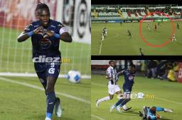 Rubilio Castillo anotó el primer gol del partido entre Motagua y Tauro por la tercera fecha del grupo A de la Copa Centroamericana. Foto: David Romero y Andro Rodríguez.