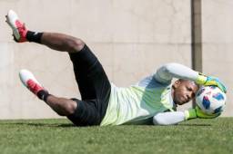 El portero hondureño Buba López entrenando con Los Ángeles FC donde espera su debut. Foto cortesía @LAFC
