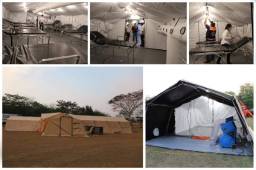 Autoridades de salud de Honduras instalaron en Villanueva un hospital móvil para atender a los pacientes de coronavirus Covid-19. Las postales del mismo.