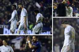 No se vio en tv, Real Madrid perdió el liderato de LaLiga tras caer de visita ante Levante y Barcelona es nuevo mandamás en España. Aquí te dejamos las mejor imágenes del partido con los rostros del lamento de los jugadores blancos.