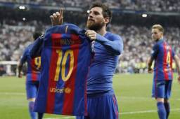 Lionel Messi celebrando su segunda anotación frente al Real Madrid.
