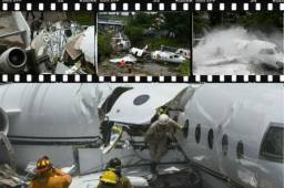 Seis estadounidenses resultaron lesionados este martes, al accidentarse un avión mientras aterrizaba en el aeropuerto de la capital hondureña. FOTOS: AFP.