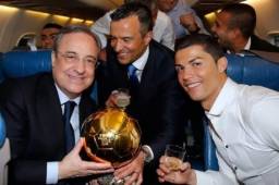 Jorge Mendes junto a Florentino Pérez y Cristiano Ronaldo.