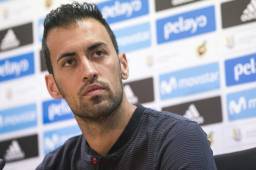 Busquets durante la conferencia de prensa previo al partido contra el Real Madrid.