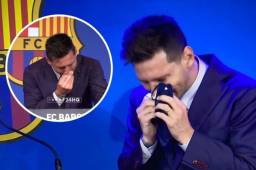 Messi no pudo contenerse y lloró durante la rueda de prensa de su despedida.