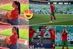 La novia del ariete portugués presenció la goleada de Portugal frente a Israel en el amistoso de este miércoles en Lisboa. Sus fotos enamoran.