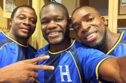 Marvin Chávez, Tyson Núñez y Pery Martínez durante un juego de Leyendas disputado en 2017 en Estados Unidos.