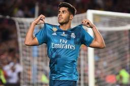Asensio celebrando su anotación ante el Barcelona en la final de ida de la Supercopa de España.