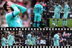 El capitán azulgrana intentó en varias ocasiones perforar la portería rival, pero sin éxito. El delantero argentino salió dolido de Mestalla y acá te dejamos las imágenes que seguramente no viste en TV.