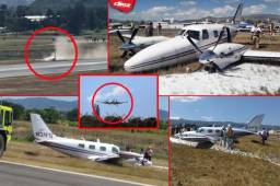 Una avioneta que salió de Tegucigalpa rumbo a Belice tuvo un problema en su tren de aterrizaje y debido a eso descendió con una sola llanta.