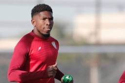 El delantero hondureño, Franco Güity en uno de sus entrenamientos con el Al-Nojoom