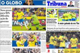 Los medios brasileños destacaron la paliza por 7-0 de la Canarinha a la Bicolor. También destacaron el triunfo de su combinado femenino en el Mundial.