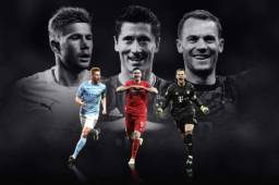 De Bruyne, Lewandowski y Neuer son los tres candidatos a ganar el premio al Jugador del Año que entrega la UEFA.