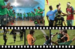 Imágenes memorables que nos deja el clásico. En Marathón dando gracias a Dios por el triunfo; en Real España frustración por una nueva derrota. Dos jugadores terminaron con la cabeza rota y otra vez rabietas arbitrales. Lo que no viste en TV.