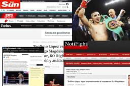 El boxeador hondureño Teófimo López recibe buenos comentarios sobre el triunfo sobre el mexicano Diego Magdaleno.