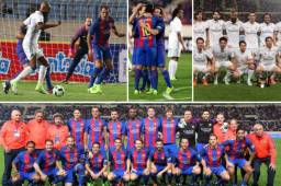 El clásico español entre ex jugadores de Barcelona y Real Madrid se trasladó a Líbano y el Barca ganó 3-2.