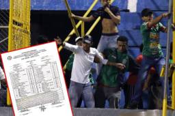 El acta arbitral señala a los seudo-aficionados del Marathón como los detonantes de la violencia en el clásico sampedrano que empañó la continuidad del torneo.