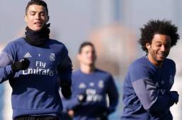 Marcelo y Cristiano Ronaldo en un entramiento del Real Madrid.