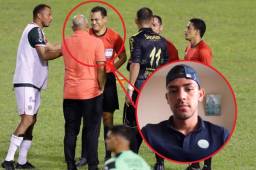 El jugador del Real España, José Alejandro Reyes, se defendió y llamó 'mentiroso' al árbitro asistente Christian Ramírez quien ya tiene antecedentes por polémicas.