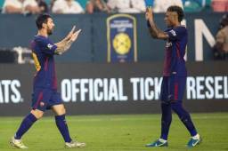 Messi y Neymar en el último partido que jugaron juntos ante el Real Madrid en Miami.