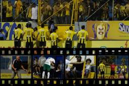 La jornada 9 del Real España deja imágenes curiosas como la de la barra del Real España siendo calmada por los jugadores, el saludo de Estupiñán a Restrepo y la euforia de Wilmer Cruz mientras dirige. FOTOS: Neptalí Romero