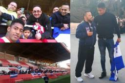 Varios aficionados llegaron con la bandera catracha para darle una calurosa bienvenida a Antony Lozano. FOTOS: Cortesía Delmer Villanueva y el Girona FC.