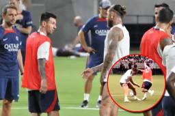 Ramos le entró fuerte a Messi en el entrenamiento y al argentino no le gustó para nada.