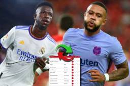 Vinicius supera a Depay por dos tantos en la tabla de los goleadores de LaLiga.