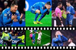 Cristiano Ronaldo vivió una noche de espanto en la Champions League. No le salió nada con la Juventus frente al Lyon en Francia y se la pasó reclamando al árbitro. Un aficionado ingresó a la cancha a intentar abrazarlo y así reaccionó.