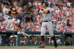 El hondureño Mauricio Dubón sale por primera vez al bate con el mejor promedio en los Gigantes que se miden a Piratas en San Francisco. Fotos cortesía MLB