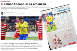 Así fue el espacio que le dio el diario AS de España al delantero hondureño Antony “Choco” Lozano quien es una de las figuras del Cádiz que esta tarde se mide al Real Madrid por LaLiga. Fotos cortesía