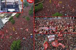 El Flamengo aterriza en Rio de Janeiro, donde lo espera una gran fiesta con sus aficionados tras ganarle 2-1 a River Plate en la Copa Libertadores.
