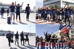Jugadores del PSG en Francia cuando salía rumbo a Portugal para sus compromisos en la Champions League.