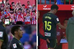 Antony Lozano fue ovacionado por la afición del Almería tras salir del partido ante el Granada.