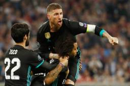 Sergio Ramos celebrando el primer gol del Real Madrid en el Allianz Arena.