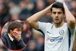 Antonio Conte y Morata no lo podían creer que estaban perdiendo contra uno de los equipos de las últimas posiciones de la Liga Premier. Fotos AFP