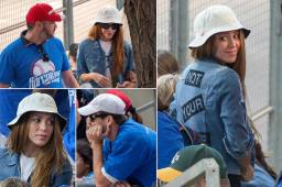 La ex pareja volvió a compartir en el mismo sitio para apoyar a uno de sus hijos en un juego de béisbol. (Fotos Splash)