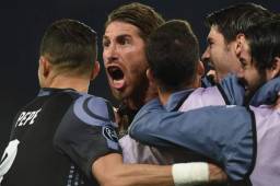Sergio Ramos tuvo una noche brillante en San Paolo y guiar al Real Madrid a los cuartos de Champions League. Foto AFP