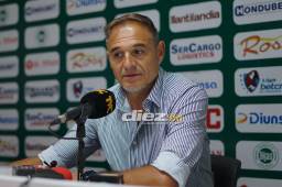 Hernán Medina, técnico del Marathón destacó el triunfo que lograron en casa ante el Victoria. Foto; Mauricio Ayala.