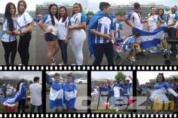 Belleza, fiesta y buen ambiente han puesto los hondureños y salvadoreños en las afueras del estadio Jhon F. Kennedy de Washington previo al amistoso de hoy.