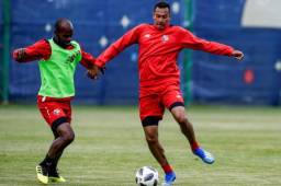 Blas Pérez trabaja a tope para ganarse un puesto en el once inicial de Panamá ante Bélgica. Foto AFP