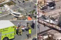 Un puente peatonal en la calle 8 del suroeste, entre la Universidad Internacional de la Florida (FIU) y la ciudad de Sweetwater, colapsó el jueves por la tarde.