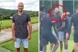 Fabio de Souza repartió cariño en su llegada como visita sorpresa al entrenamiento de Olimpia.