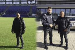 El entrenador Carlos Tábora en su visita a los estadios en Polonia donde Honduras jugará el Mundial Sub-20 a partir de mayo. Fotos cortesía