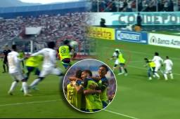 ¡Cabezazo a gol! Tremenda definición de Agustín Auzmendi para el primero de Olancho ante Olimpia en la Gran Final