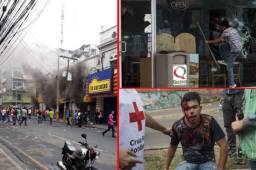 Las calles de San Pedro Sula están ardiendo en caos tras las protestas por los resultados de las elecciones. Se reportan saqueos de tiendas y la quema de una agencia bancaria.