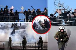 Violentos enfrentamientos entre cientos de hinchas del AEK y del PAOK estallaron en el estadio de Volos