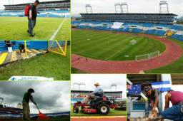 El juego entre las selecciones de Honduras y Australia está muy cerca, y el estadio Olímpico Metropolitano se pule para lucir bello en esta gala deportiva.