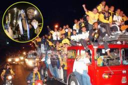 Real España cuando celebró uno de sus campeonatos en la zona viva de San Pedro Sula.